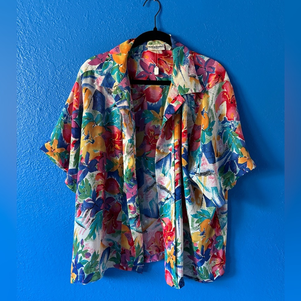 Vtg Alfred Dunner short sleeve floral button up